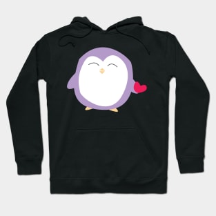 purple penguin with heart Hoodie